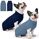 Dog Sweater 2 Pack for Medium Dogs, M, Navy &amp; Blue