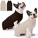 Dog Sweater 2 Pack for Medium Dogs, M, Oatmeal &amp; Brown