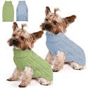 Dog Sweater 2 Pack for Small Dogs, S, Blue &amp; Green