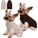 Dog Sweater 2 Pack for Small Dogs, XS, Oatmeal &amp; Brown