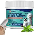 Dog Teeth Cleaning Wipes, Pet Finger Dental Wipes for Dogs &amp; Cats, Dual-Sided, 6-in-1 Herbal Formula, Remove Plaque &amp; Tartar, Freshen Breath, No-Rinse Toothbrushing Wipes - 50 PCS, Mint Flavor