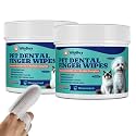 Dog Teeth Cleaning Wipes, Pet Finger Dental Wipes for Dogs &amp; Cats, Dual-Sided, 6-in-1 Herbal Formula, Remove Plaque &amp; Tartar, Freshen Breath, No-Rinse Toothbrush Wipes – 50 PCS x 2, Unflavored