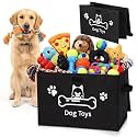 Dog Toy Storage Basket with Handle Collapsible Pet Toy Box Organizer, Black