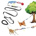 Dog Tree Tug of War Toy with Handles,Tethered Tug of War Outdoor Toy with Squeaky Self Play for Aggressive Chewers, Durable Bungee Cord with Chew Ball