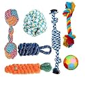 Dog Trust Dog Rope Toys + Tug of War Pet Combo + Dog Chew Rope Set + Toys for Puppy + Pet Chew Hard Spike Bone + Cotton Rope + Poly Mix Chew Toys (Pack of 7, Color May Vary)