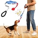 Dog tug of war Toy with Handle,Interactive Dog Toys with Squeak for Aggressive chewers, Durable Bungee Cord Toy with chew Ball