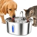 Dog Water Fountain 3.2L, Stainless Steel Automatic Pet Water Fountain for Cats & Dogs, Water Dispenser with Water Level Window, Ultra Quiet, BPA-Free, Easy to Clean