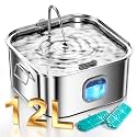 Dog Water Fountain Stainless Steel, 410oz/3.2Gal/12L Large Pet Water Fountain for Large Dog, Dog Water Bowl Dispenser with Water Level Window & LED Indicator, Super Quiet, with 2pcs Filters