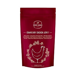 doggie dabbas cranberry chicken jerkynatural farm fresh chicken  strengthens immune system  preservative free  high protein dog treat - 85g pack of 1 all life stages stick