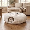 Dogpals Cat Tunnel Bed Cave 35" Lx11.8 Wx11.8 H for Indoor Cats (White)