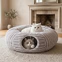 Dogpals Cat Tunnel Bed Cave 35" Lx11.8 Wx11.8 H for Indoor Cats(Grey)