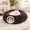 Dogpals Cat Tunnel Bed Cave 35" Lx11.8 Wx11.8 H for Indoor Cats (Coffee)