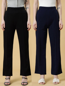 doil domec regular fit women black dark blue trousers