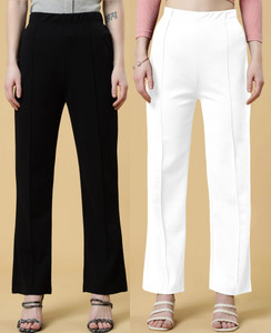 doil domec regular fit women black white trousers