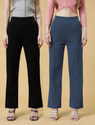 Doil Domec Regular Fit Women Black, Grey Trousers