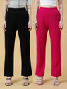 Doil Domec Regular Fit Women Black, Pink Trousers