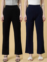 Doil Domec Regular Fit Women Black, Dark Blue Trousers