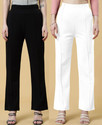 Doil Domec Regular Fit Women Black, White Trousers