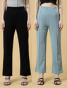 Doil Domec Regular Fit Women Light Green, Black Trousers