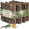DOITOOL 4 PCS Reptile Tree Bark Reptile Hides, 5.9”x5.9” Natural Cork Bark Wood Climbing Mat Habitat Decoration for Tank Backdrop Climbing Wall Terrarium Decor for Lizard Geckos Tortoise