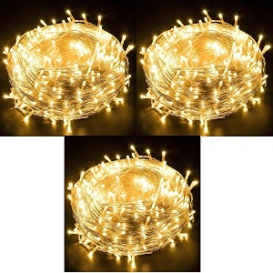 doji 30 feet long 36 led string lights  power pixel fairy lights for room decoration  serial rice led lights for room decoration diwali christmas wedding party festival warm white pack of 3