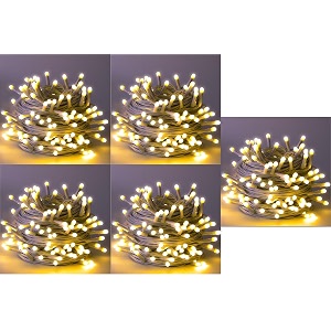 doji 30 feet long 36 led string lights  power pixel fairy lights for room decoration  serial rice led lights for room decoration diwali christmas wedding party festival warm white pack of 5