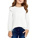 DOKOTOO KIDS Girls Long Sleeve Shirts Casual Ruffle Trim Crewneck Blouse Tops 6-15 Years