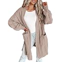 Dokotoo Women Long Cardigan Open Front Knit
