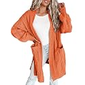 Dokotoo Women Long Cardigan Open Front Knit