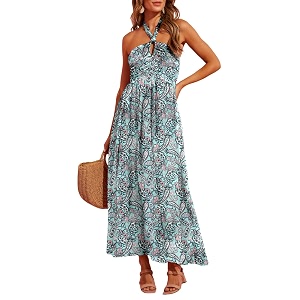 Dokotoo Womens Summer Dresses Halter Neck Sleeveless