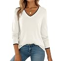 Dokotoo Women's Wool Blend Crew Neck Casual Fall Sweaters Knit Tops