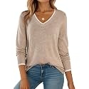 Dokotoo Women's Wool Blend Crew Neck Casual Fall Sweaters Knit Tops
