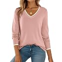 Dokotoo Women's Wool Blend Crew Neck Casual Fall Sweaters Knit Tops