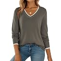 Dokotoo Women's Wool Blend Crew Neck Casual Fall Sweaters Knit Tops