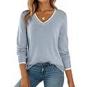 Dokotoo Women's Wool Blend Crew Neck Casual Fall Sweaters Knit Tops