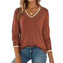 Dokotoo Women's Wool Blend Crew Neck Casual Fall Sweaters Knit Tops