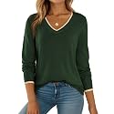 Dokotoo Women's Wool Blend Crew Neck Casual Fall Sweaters Knit Tops