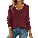Dokotoo Women's Wool Blend Crew Neck Casual Fall Sweaters Knit Tops