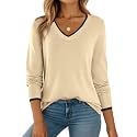 Dokotoo Women's Wool Blend Crew Neck Casual Fall Sweaters Knit Tops