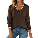 Dokotoo Women's Wool Blend Crew Neck Casual Fall Sweaters Knit Tops