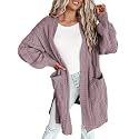 Dokotoo Women Long Cardigan Open Front Knit