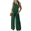 Dokotoo Womens 2 Piece Outfits Tank Tops Elastic Waist Wide Leg Pants Sets