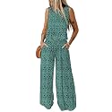 Dokotoo Womens 2 Piece Outfits Tank Tops Elastic Waist Wide Leg Pants Sets
