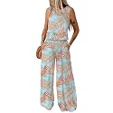 Dokotoo Womens 2 Piece Outfits Tank Tops Elastic Waist Wide Leg Pants Sets