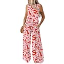 Dokotoo Womens 2 Piece Outfits Tank Tops Elastic Waist Wide Leg Pants Sets