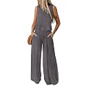 Dokotoo Womens 2 Piece Outfits Tank Tops Elastic Waist Wide Leg Pants Sets