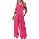 Dokotoo Womens 2 Piece Outfits Tank Tops Elastic Waist Wide Leg Pants Sets