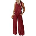 Dokotoo Womens 2 Piece Outfits Tank Tops Elastic Waist Wide Leg Pants Sets