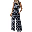 Dokotoo Womens 2 Piece Outfits Tank Tops Elastic Waist Wide Leg Pants Sets