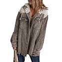 Dokotoo Womens 2025 Fall Corduroy Shacket Jacket Long Sleeve Button Down Color Block Hooded Coat with Pockets